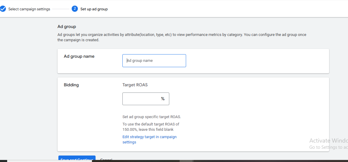 Bid strategy configuration in Google Ads Travel campaign